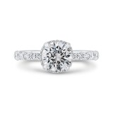 Shah Luxury 14K White Gold Round Cut Diamond Halo Engagement Ring (Semi-Mount) photo
