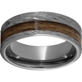 Rugged Tungsten  8mm Pipe Cut Band with Bourbon Barrel Aged Inlay and Bark Finish photo
