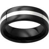 Black Diamond Ceramic Pipe Cut Band with 2mm Sterling Silver Inlay photo