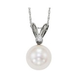 Gems One 14Kt White Gold Diamond (1/50Ctw) & Pearl (1/2 Ctw) Pendant photo