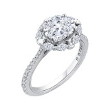 Shah Luxury Oval Diamond Halo Engagement Ring In 14K White Gold (Semi-Mount) photo 2