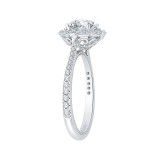 Shah Luxury Oval Diamond Halo Engagement Ring In 14K White Gold (Semi-Mount) photo 3