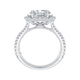 Shah Luxury Oval Diamond Halo Engagement Ring In 14K White Gold (Semi-Mount) photo 4
