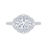 Shah Luxury Oval Diamond Halo Engagement Ring In 14K White Gold (Semi-Mount) photo