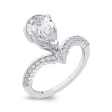 Shah Luxury 14K White Gold Pear Diamond Engagement Ring (With Center) photo 2