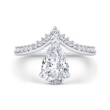 Shah Luxury 14K White Gold Pear Diamond Engagement Ring (With Center) photo