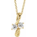 14K Yellow 1/5 CTW Diamond Two-Stone Bypass 16-18 Necklace photo