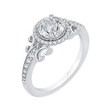 Shah Luxury 14K White Gold Round Diamond Halo Engagement Ring (Semi-Mount) photo 2