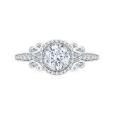 Shah Luxury 14K White Gold Round Diamond Halo Engagement Ring (Semi-Mount) photo