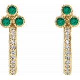 14K Yellow Emerald & 1/4 CTW Diamond J-Hoop Earrings photo 2