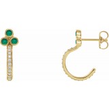 14K Yellow Emerald & 1/4 CTW Diamond J-Hoop Earrings photo