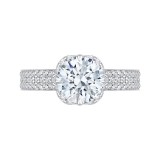 Shah Luxury 14K White Gold Round Diamond Engagement Ring (Semi-Mount) photo