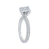 Shah Luxury 14K White Gold Emerald Diamond Engagement Ring (Semi-Mount) photo 3