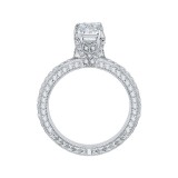 Shah Luxury 14K White Gold Emerald Diamond Engagement Ring (Semi-Mount) photo 4