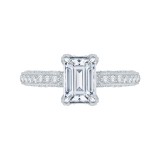 Shah Luxury 14K White Gold Emerald Diamond Engagement Ring (Semi-Mount) photo