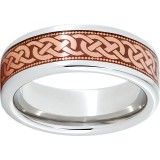 Serinium Pipe Cut Band with Copper Inlay and 3 Knot Milgrain Laser Engraving photo