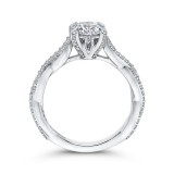 Shah Luxury 14K White Gold Round Diamond Floral Engagement Ring with Criss-Cross Shank (Semi-Mount) photo 4