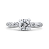Shah Luxury 14K White Gold Round Diamond Floral Engagement Ring with Criss-Cross Shank (Semi-Mount) photo