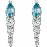 14K White Blue Zircon & 1/4 CTW Diamond Earrings photo 2