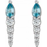 14K White Blue Zircon & 1/4 CTW Diamond Earrings photo 2