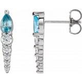 14K White Blue Zircon & 1/4 CTW Diamond Earrings photo