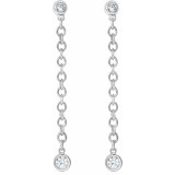 14K White 1/5 CTW Diamond Bezel Set Chain Earrings photo 2