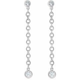 14K White 1/5 CTW Diamond Bezel Set Chain Earrings photo 2