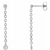 14K White 1/5 CTW Diamond Bezel Set Chain Earrings photo