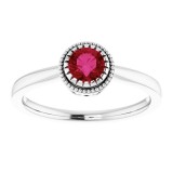 14K White Ruby July Birthstone Ring photo 3