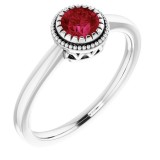 14K White Ruby July Birthstone Ring photo