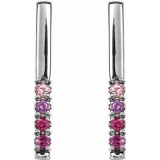 14K White Pink Multi-Gemstone French-Set Bar Earrings photo 2