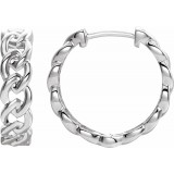 14K White 19.6 mm Chain Link Hoop Earrings photo