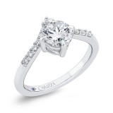 Shah Luxury 14K White Gold Round Cut Diamond Engagement Ring (Semi-Mount) photo 2