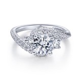 Gabriel & Co. 14k White Gold Contemporary 3 Stone Engagement Ring photo