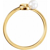 14K Yellow Cultured Freshwater Pearl Crescent Moon Ring photo 2