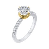 Shah Luxury 14K Two-Tone Gold Round Diamond Floral Engagement Ring (Semi-Mount) photo 2