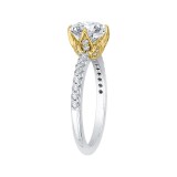 Shah Luxury 14K Two-Tone Gold Round Diamond Floral Engagement Ring (Semi-Mount) photo 3