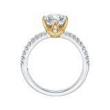 Shah Luxury 14K Two-Tone Gold Round Diamond Floral Engagement Ring (Semi-Mount) photo 4