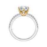Shah Luxury 14K Two-Tone Gold Round Diamond Floral Engagement Ring (Semi-Mount) photo 4