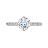 Shah Luxury 14K Two-Tone Gold Round Diamond Floral Engagement Ring (Semi-Mount) photo