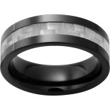 Black Diamond Ceramic Pipe Cut Band with a 4mm Silver Carbon Fiber Inlay photo