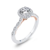 Shah Luxury 14K Two-Tone Gold Diamond Halo Engagement Ring (Semi-Mount) photo 2