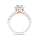 Shah Luxury 14K Two-Tone Gold Diamond Halo Engagement Ring (Semi-Mount) photo 4