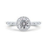Shah Luxury 14K Two-Tone Gold Diamond Halo Engagement Ring (Semi-Mount) photo