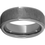 Rugged Tungsten  8mm Flat Grooved Edge Band with Sentinel Finish photo