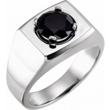 14K White Onyx Solitaire Ring photo