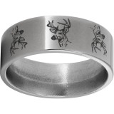 Titanium Flat Band with Deerhead Laser Engraving photo