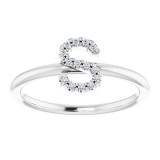 14K White .07 CTW Diamond Initial S Ring photo 3