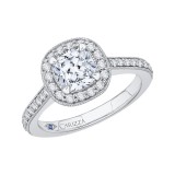 Shah Luxury 14K White Gold Cushion Diamond Halo Engagement Ring (Semi-Mount) photo 2