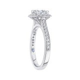Shah Luxury 14K White Gold Cushion Diamond Halo Engagement Ring (Semi-Mount) photo 3